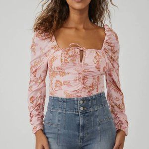 28. Free People Hilary Printed Floral  pink Long Sleeve Top. NWT
